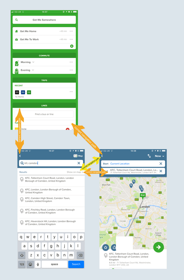Navigation Between Search Results and Home Screen